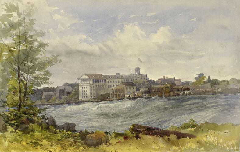 Niagara: the village and rapids above the American Falls