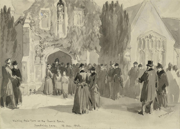 Outside Sandringham Church, 18 January 1892