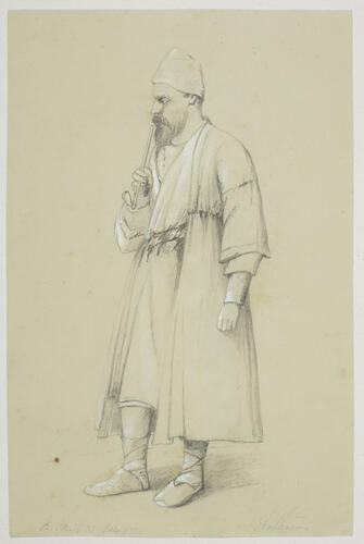 Man with a long pipe Man with a long pipe