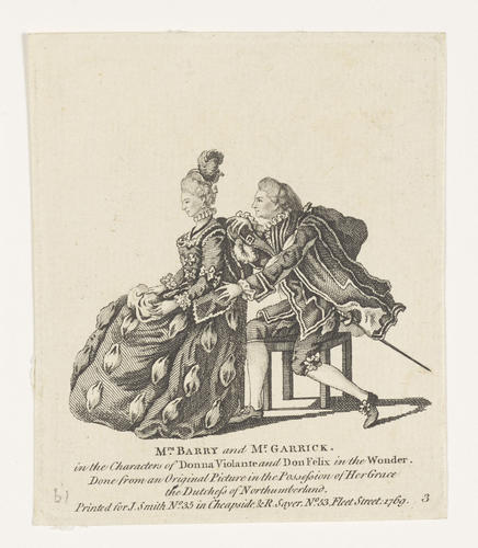 Mrs Barry and Mr Garrick in the Characters of Donna Violante and Don Felix in the Wonder