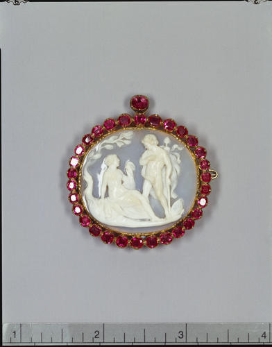 Brooch from a ruby parure with cameos