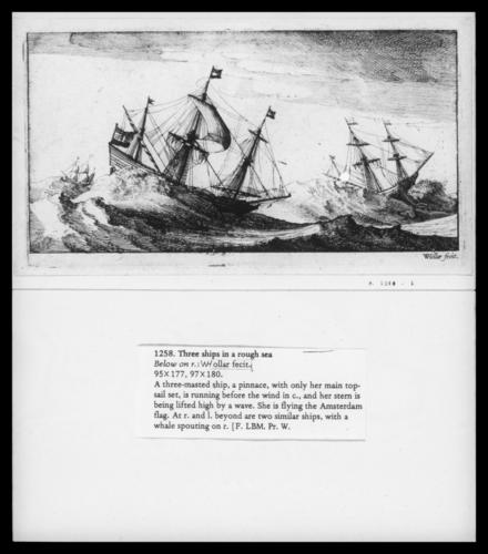 Three ships in a rough sea