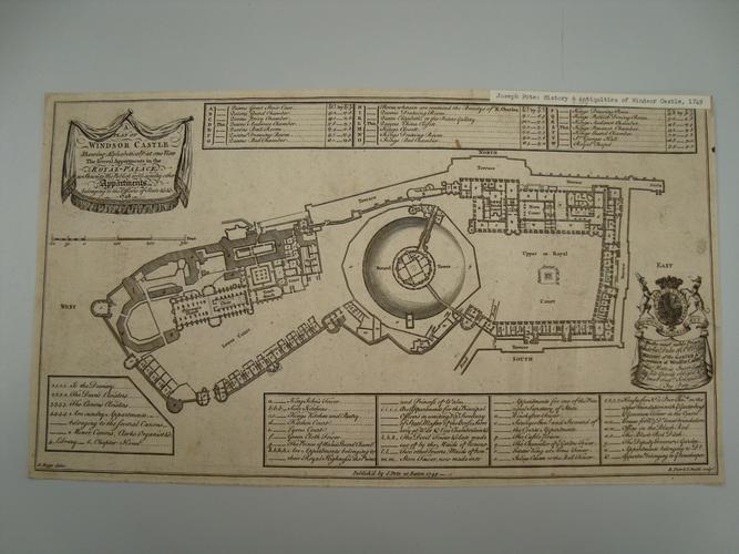 A Plan of Windsor Castle showing alphabetically at one view the several appartments in the Royal Palace as shown to the Public with sundry other appartments; 1748
