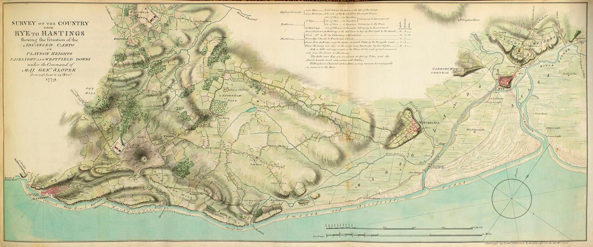 Master: Maps of encampments in England and Great Britain, 1778-82
Item: Map of Rye and Hastings, 1779 (Rye, East Sussex, UK) 50?57'04 Master: Maps of encampments in England and Great Britain, 1778-82
Item: Map of Rye and Hastings, 1779 (Rye, East Sussex, UK) 50?57'04