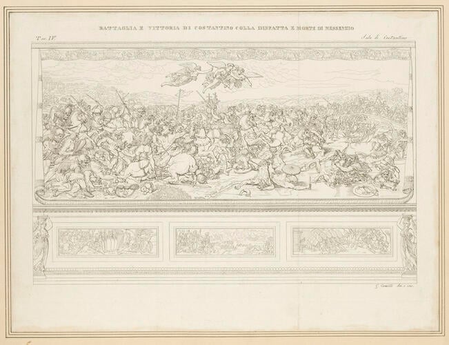 Master: The plan and frescoes of the Sala di Costantino in the Vatican
Item: The Battle of Constantine at the Milvian Bridge
