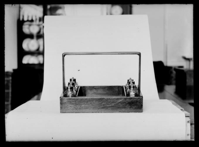 A glass plate negative of a mahogany tray A glass plate negative of a mahogany tray