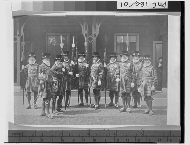 The Warders [sic] of the Tower of London in full dress. [Photographic Portraits. Volume 67. ]