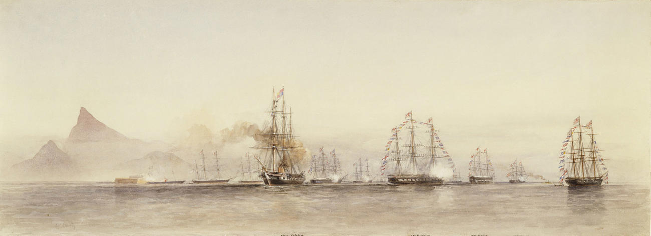 HMS Galatea saluted by other ships off Rio de Janeiro, 15 July
