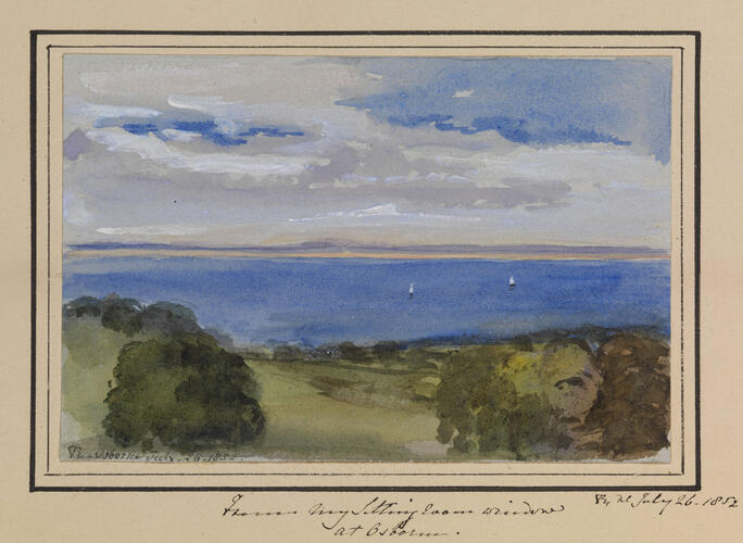 Master: Queen Victoria's Sketchbook 1848-1854
Item: From my Sitting room window at Osborne