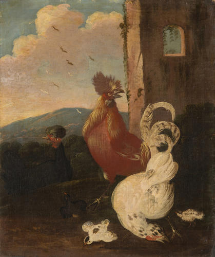Cockerel and Two Hens Cockerel and Two Hens