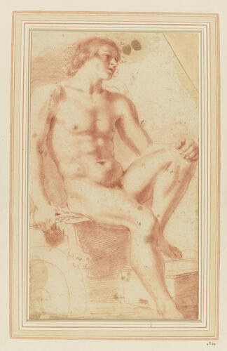 A nude boy seated, facing half right A nude boy seated, facing half right