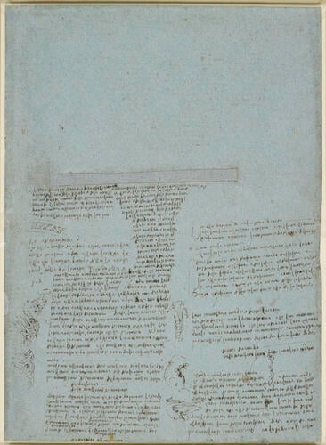 Recto: Studies of the alimentary tract, and other miscellaneous notes. Verso: Studies of breathing