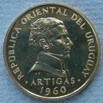 kruguay. Proof in gold of the 10 centesimos, 1960 kruguay. Proof in gold of the 10 centesimos, 1960