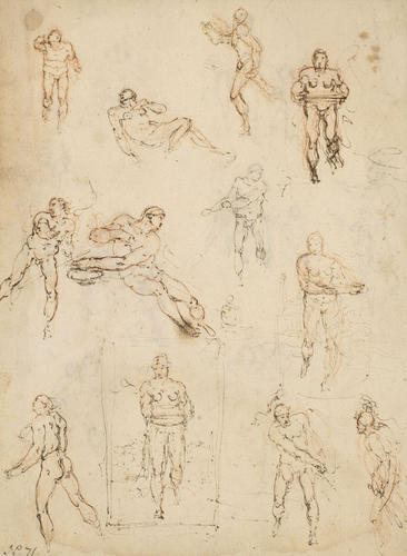 Recto: The Vestal Virgin Tuccia and various other figure studies. Verso: The Vestal Virgin Tuccia and the Madonna with the infant Christ and infant John the Baptist