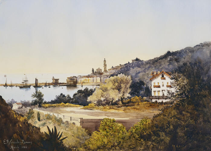 Menton: East Harbour, showing the Châlet des Rosiers Menton: East Harbour, showing the Châlet des Rosiers