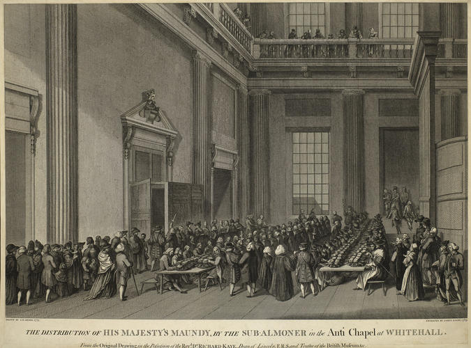 The Distribution of his Majesty's Maundy, by the Sub-Almoner in the Anti-Chapel at Whitehall The Distribution of his Majesty's Maundy, by the Sub-Almoner in the Anti-Chapel at Whitehall