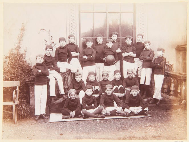 Group of boys at Park Hill, January 1896. [Album: Photographic Portraits, vol. 7/65 1892-1898]