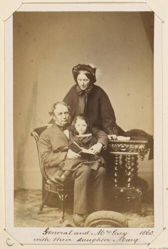 General and Mrs Grey with their daughter Mary. 1860. [Royal Household Portraits. Volume 55. ]