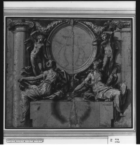 A design for an overdoor with figures of Ecclesia and Concordia