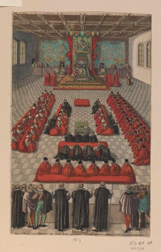 [Elizabeth I seated at Parliament]