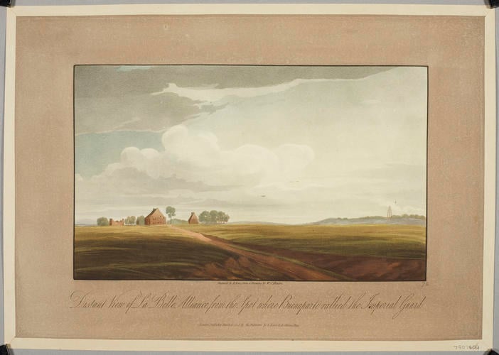 Master: Battle of Waterloo. Set of 12 scenes of various parts of the battlefield. 15 June 1815.
Item: Distant View of La Belle Alliance from the Spot where Buonaparte rallied the Imperial Guard