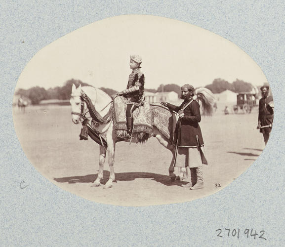 Sir Mangal Singh Prabhaker Bahadur, Maharajah of Alwar (r. 1874-92), on Horseback: Prince of Wales Tour of India 1875-6 (vol. 6) Sir Mangal Singh Prabhaker Bahadur, Maharajah of Alwar (r. 1874-92), on Horseback: Prince of Wales Tour of India 1875-6 (vol. 6)