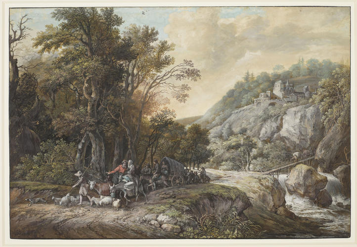 A landscape with travellers