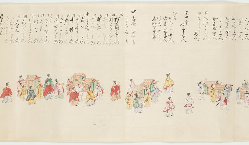 Procession of Emperor Go-Mizunoo to Nijo Castle, 4 November 1626 (Kan’ei sannen Nijo-jo gyōkō). Scroll 2: The Arrival of Chūkamon’in and Tōfukumon’in