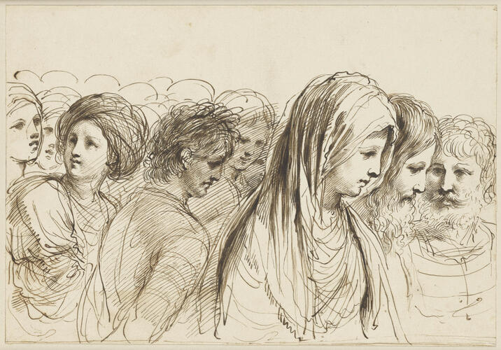 A group of figures processing to the right A group of figures processing to the right