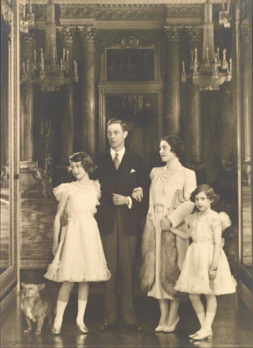 The Royal Family, including Dookie, at Buckingham Palace, 20 December 1938