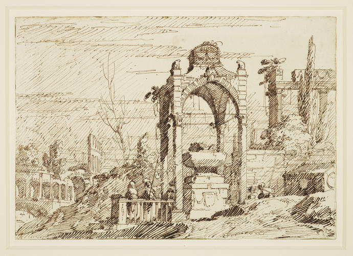 A capriccio with a tomb and classical ruins
