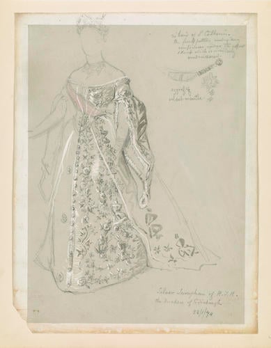 A study of the dress worn by the Duchess of Edinburgh for the marriage of the Grand Duchess Maria to Alfred, Duke of Edinburgh A study of the dress worn by the Duchess of Edinburgh for the marriage of the Grand Duchess Maria to Alfred, Duke of Edinburgh