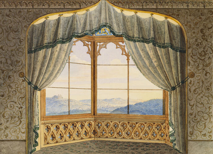 Schloss Callenberg: view from the window of the bow room looking south-east towards Coburg