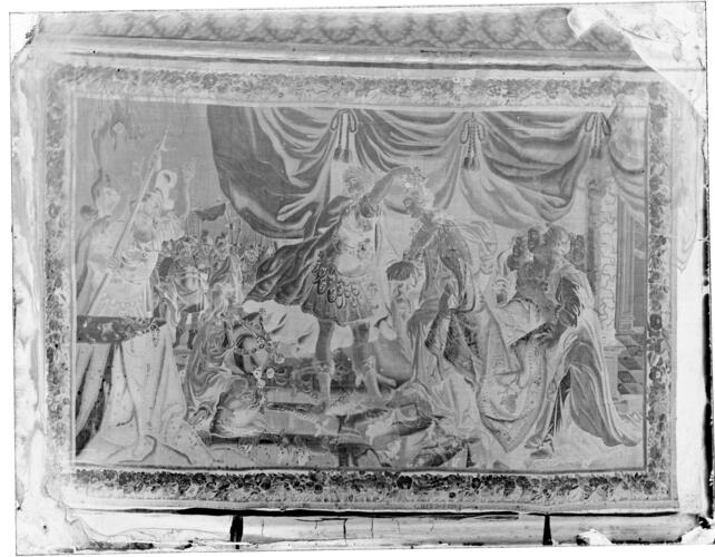 Glass plate negative of a tapestry Glass plate negative of a tapestry