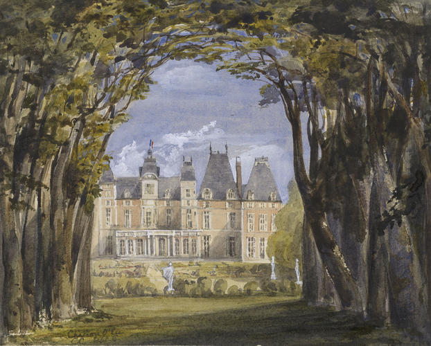 Château d'Eu: garden front framed by trees Château d'Eu: garden front framed by trees