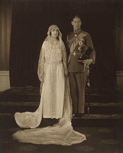The Duke and Duchess of York, later King George VI (1895-1952) and Queen Elizabeth The Queen Mother (1900-2002), on their wedding day
