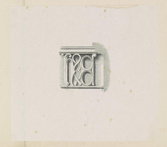 Master: West Window of the Tomb House. Monogram of Henry VII and Elizabeth of York, in Arched Passage, West End of Tomb House
Item: Monogram of Henry VII and Elizabeth of York, in Arched Passage, West