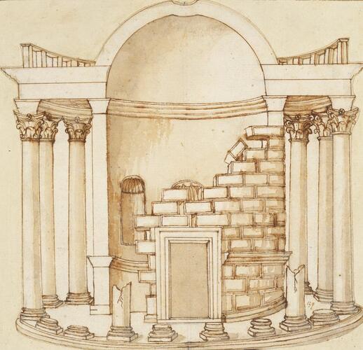 Round temple by the Tiber, Rome: elevation and section