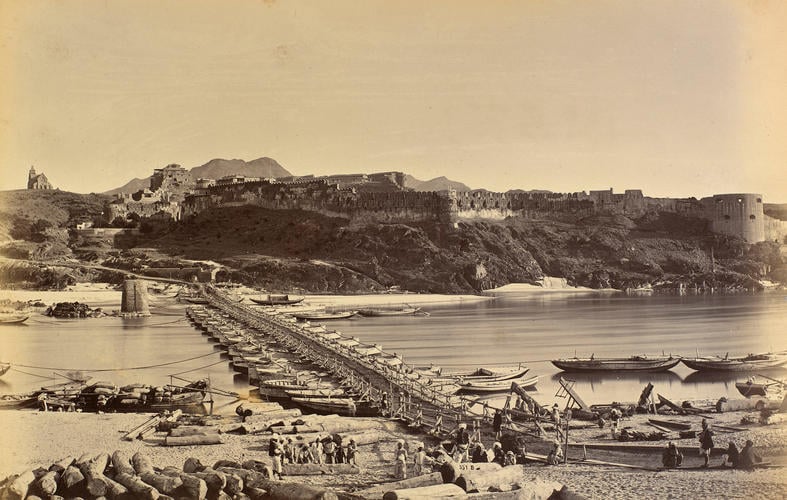 Pontoon bridge across the Indus River at Attock