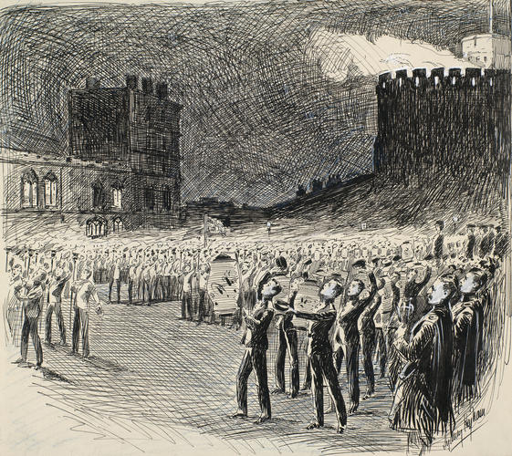 The Diamond Jubilee: the torchlight serenade of Eton boys at Windsor Castle, 25 June 1897