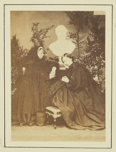 Queen Victoria and Princess Alice with a bust of Prince Albert