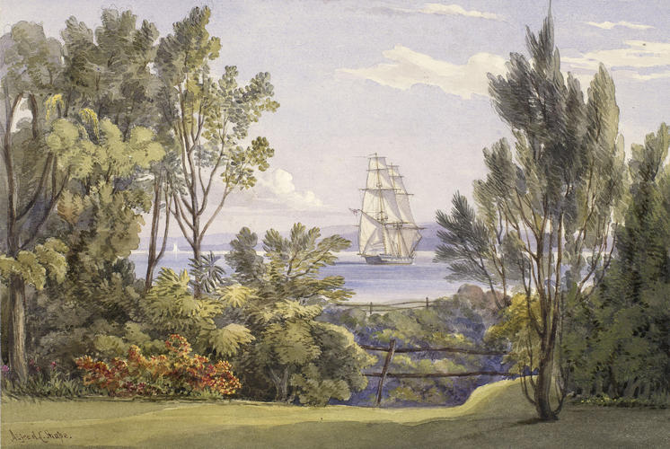 View of the Solent from the gardens of Alverbank