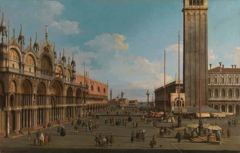 The Piazza and Piazzetta from the Torre dell'Orologio towards San Giorgio The Piazza and Piazzetta from the Torre dell'Orologio towards San Giorgio
