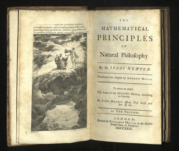 The mathematical principles of natural philosophy to which are added the laws of the moon's motion, according to gravity ; v. 1 The mathematical principles of natural philosophy to which are added the laws of the moon's motion, according to gravity ; v. 1