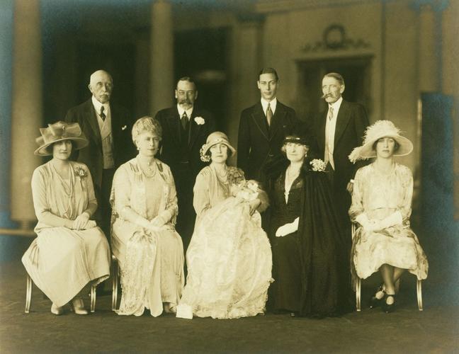 Family group photograph following the Christening of Princess Elizabeth of York, 29 May 1926