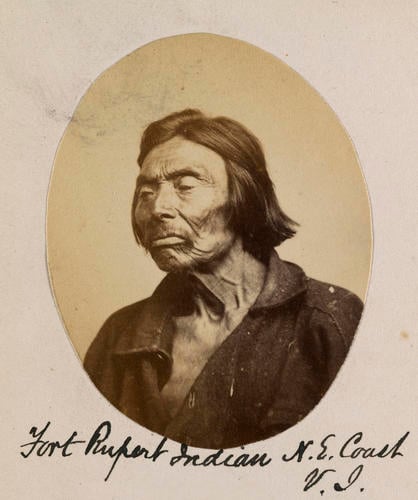 An Indigenous Canadian man : 'Fort Rupert Indian, North East Coast, Vancouver Island'