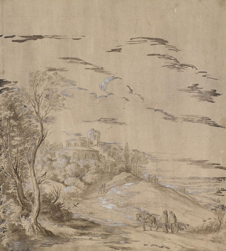 A landscape with a circular church A landscape with a circular church