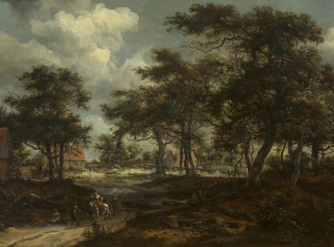 Wooded Landscape with Travellers and Beggars on a Road