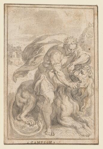 Samson slaying the lion