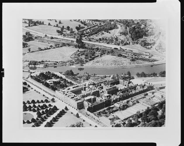 Aerial view of Hampton Court Palace. [Royal Residences 4. ]